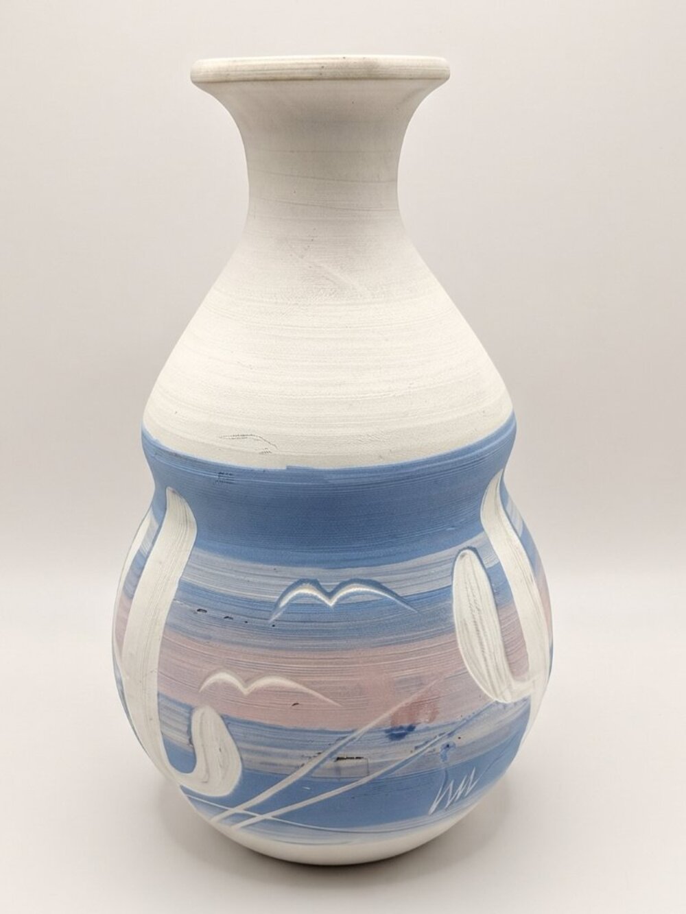 Acevloza Mexican Pottery Clay Vase Saguaro Cacti Pastel Pink & Blue Handmade 9"